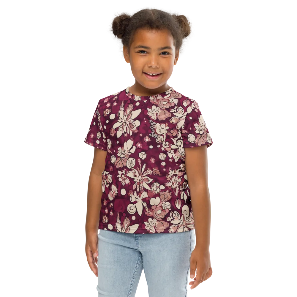Merlot Meadow on Kids Crew Neck T-Shirt — Front