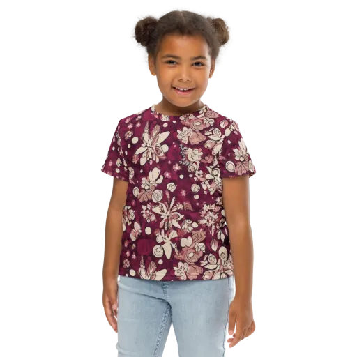 Merlot Meadow on a Kids Crew Neck T-Shirt