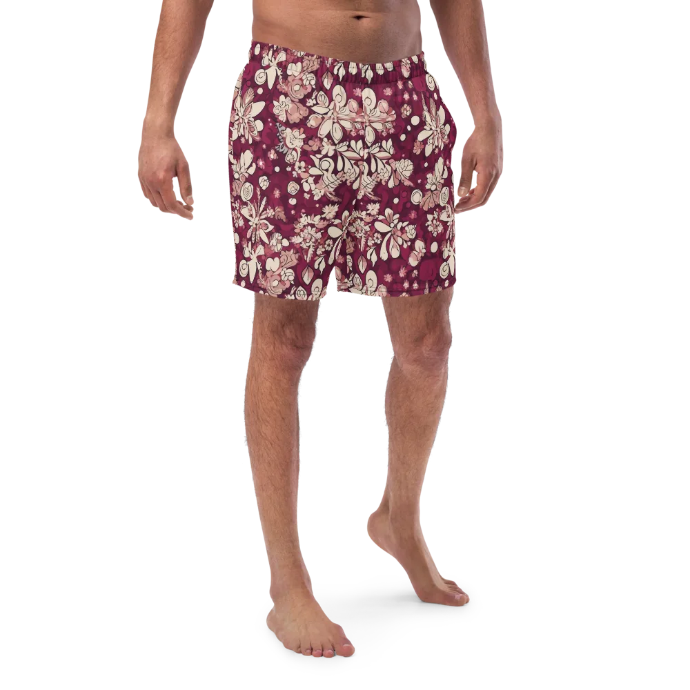 Merlot Meadow on Swim Trunks — Front