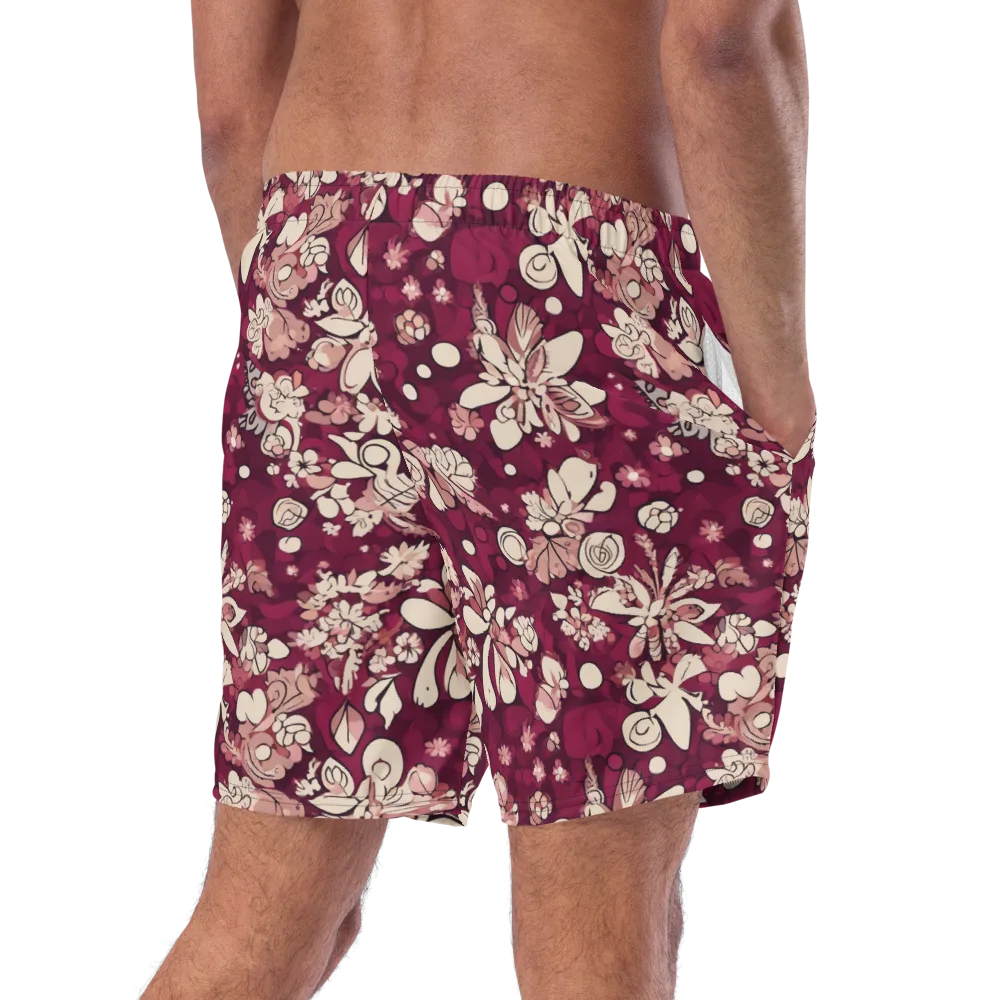 Merlot Meadow on Swim Trunks — Right Back