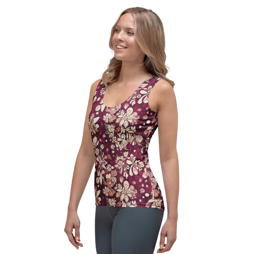 Merlot Meadow on Women's Tank Top — Left Front