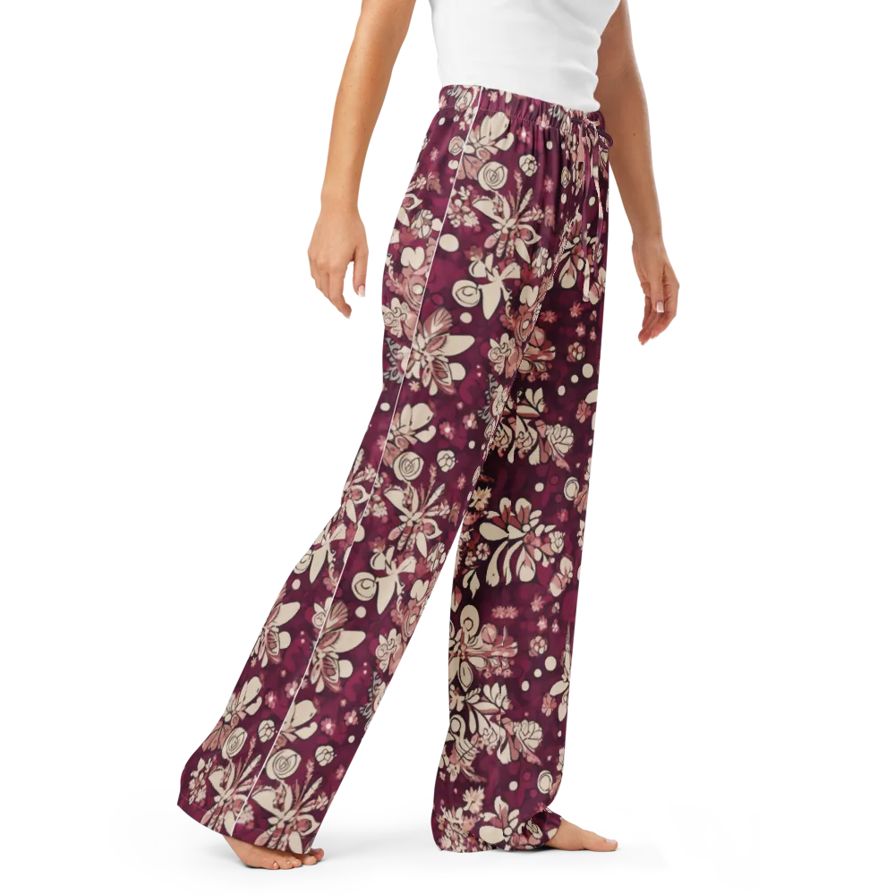 Merlot Meadow on Women's Pajama Pants — Right Front