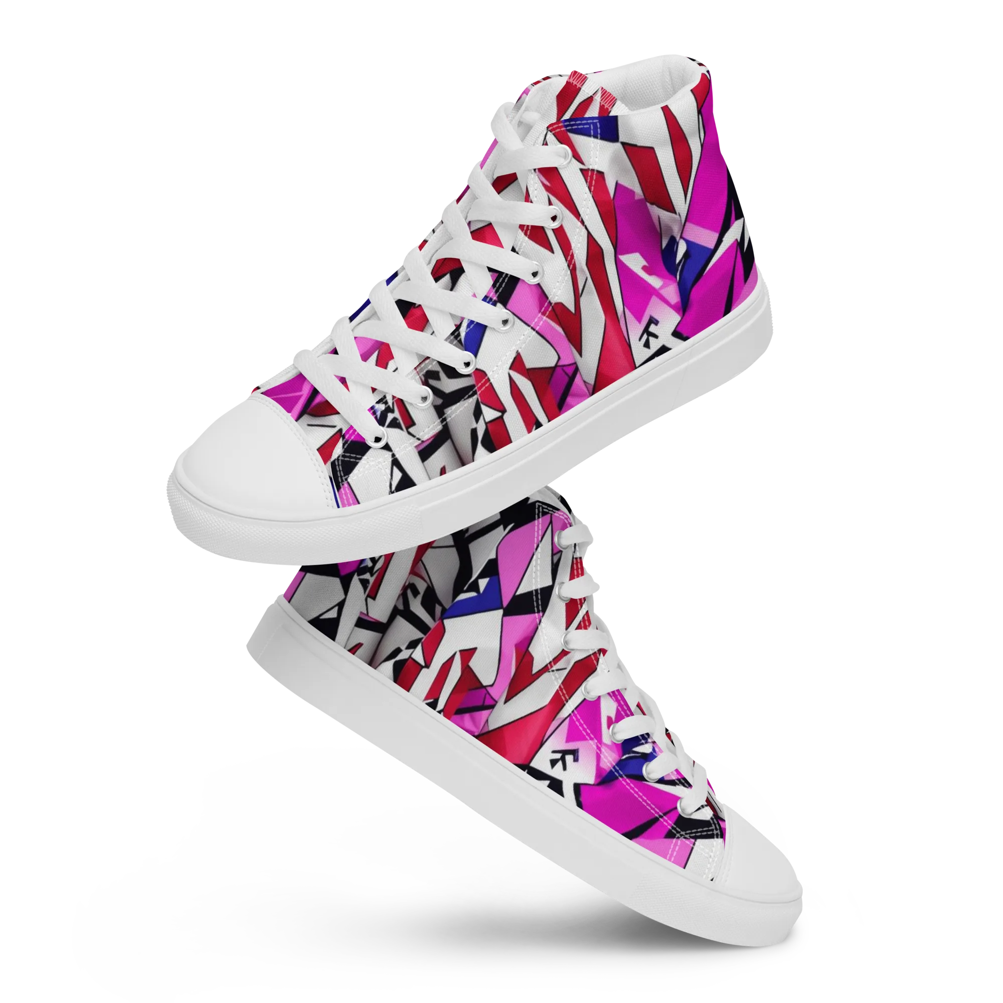 Chromatic Crash on Women's High Top Canvas Shoes — Front