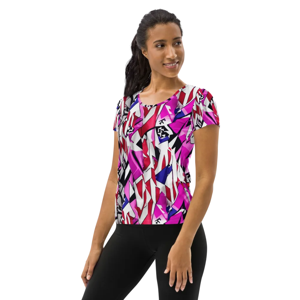 Chromatic Crash on Women's Athletic T-Shirt — Left