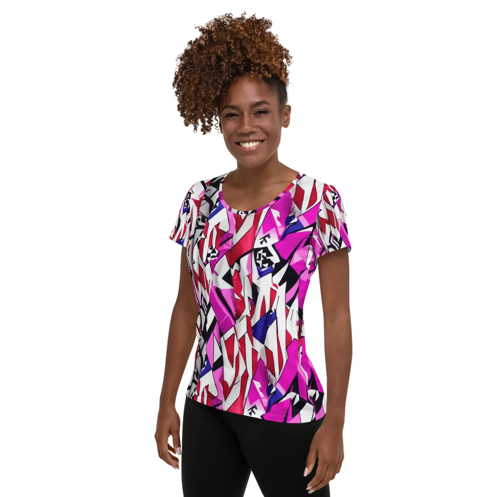 Chromatic Crash on Women's Athletic T-Shirt — Left