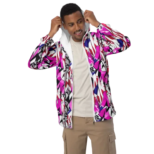 Chromatic Crash on a Men's Windbreaker