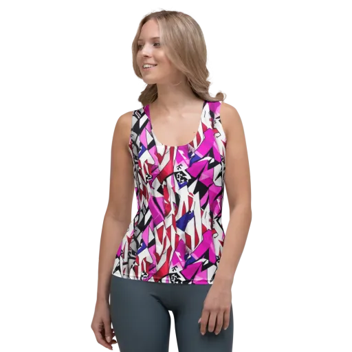 Chromatic Crash on a Women's Tank Top