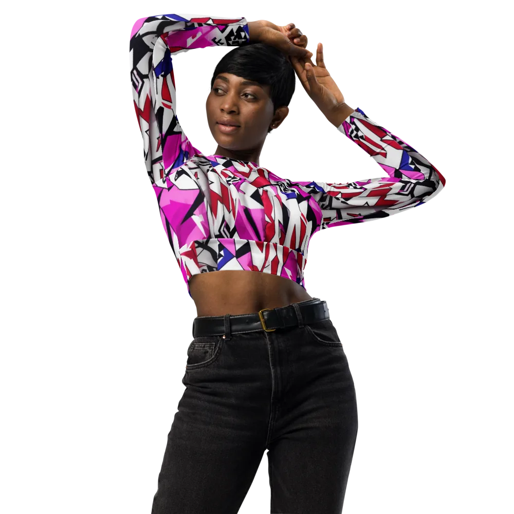 Chromatic Crash on Long Sleeve Crop Top — Front