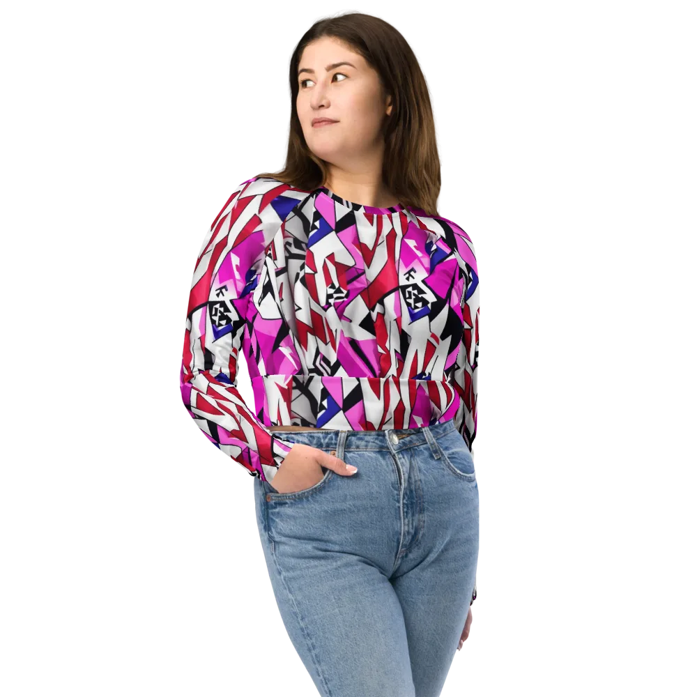 Chromatic Crash on Long Sleeve Crop Top — Front