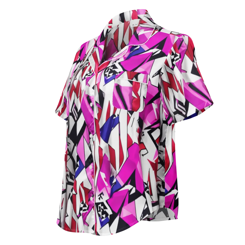 Chromatic Crash on Women's Short Sleeve Pajama Top — Left Front