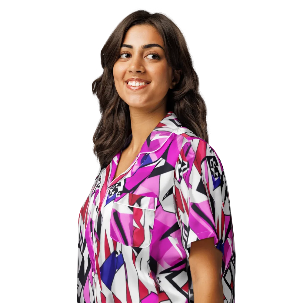 Chromatic Crash on Women's Short Sleeve Pajama Top — Left Front