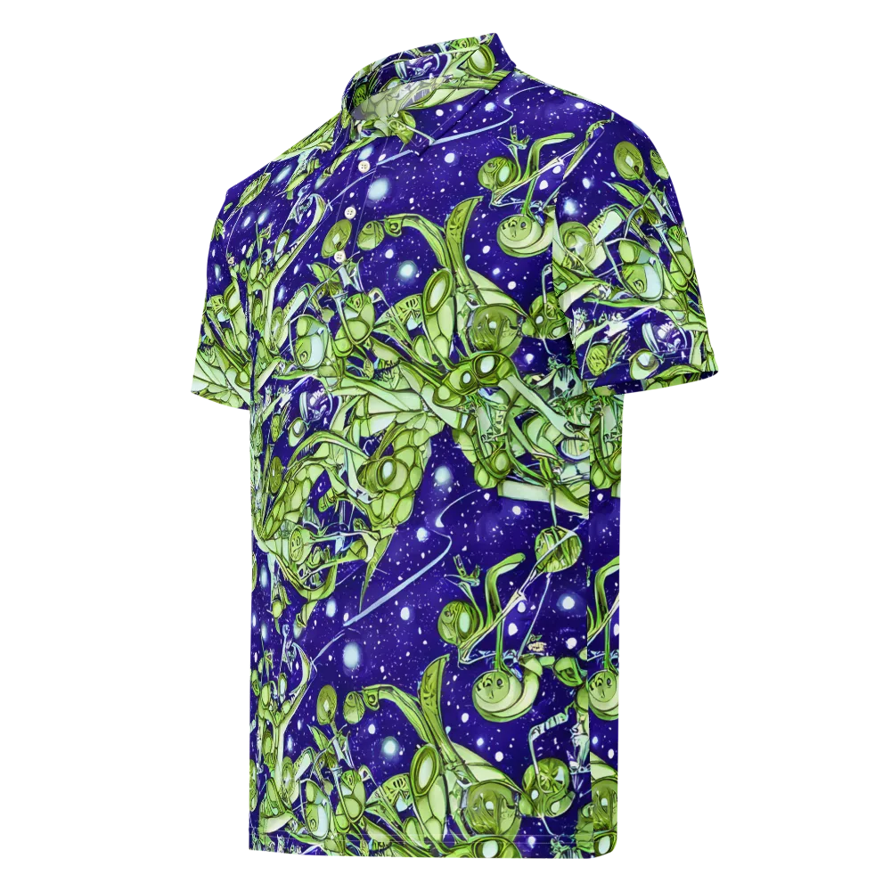 Galactic Greenery on Men's Slim Fit Polo Shirt — Left Front