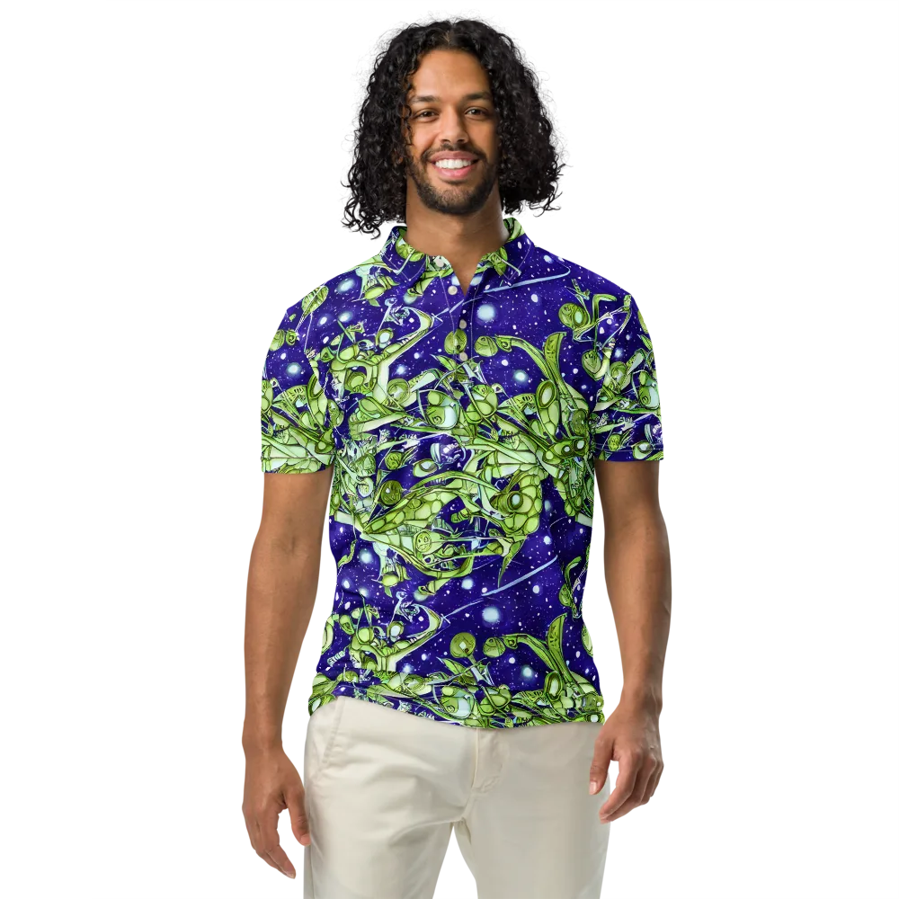 Galactic Greenery on Men's Slim Fit Polo Shirt — Front