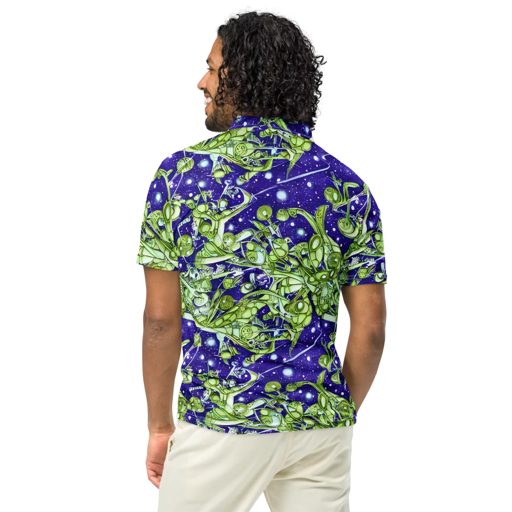 Galactic Greenery on Men's Slim Fit Polo Shirt — Back