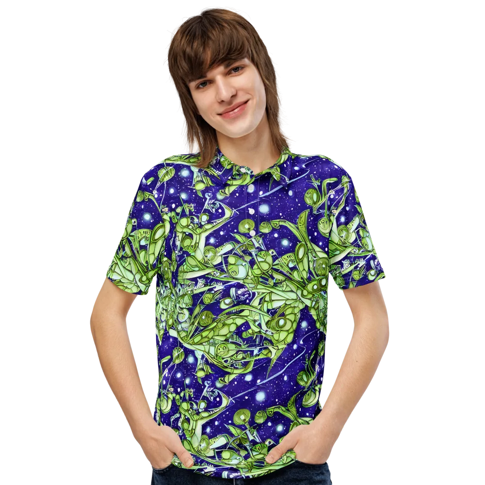 Galactic Greenery on Men's Slim Fit Polo Shirt — Front