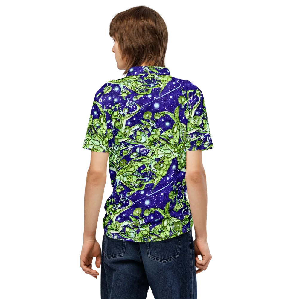 Galactic Greenery on Men's Slim Fit Polo Shirt — Back