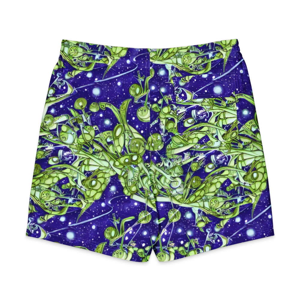 Galactic Greenery on Men's Board Shorts — Back