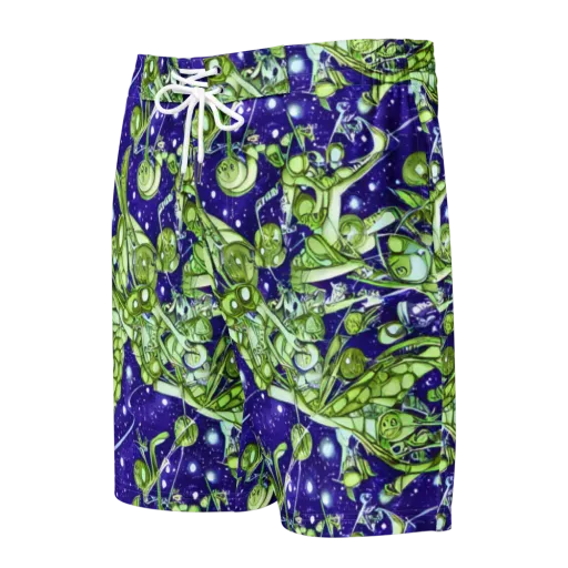 Galactic Greenery on a Men's Board Shorts