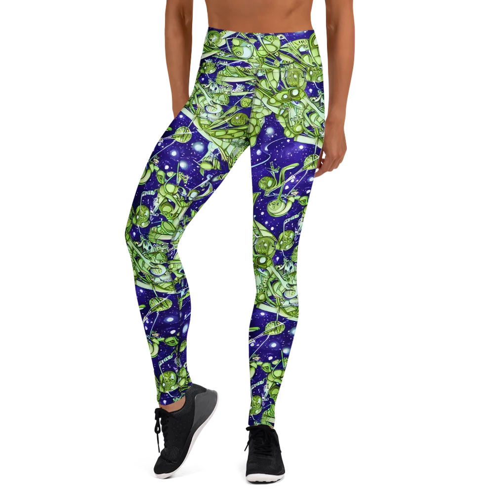 Galactic Greenery on Yoga Leggings — Front