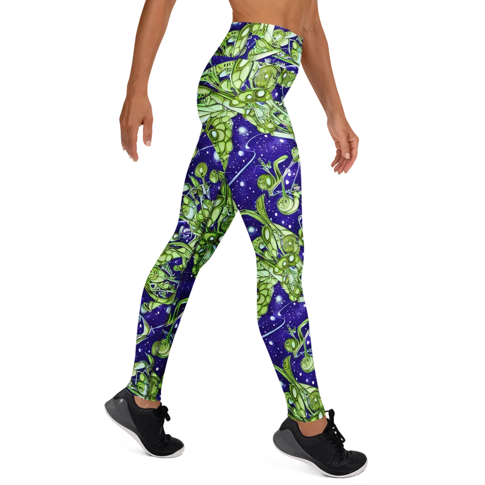 Galactic Greenery on Yoga Leggings — Right