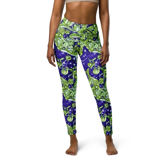 Galactic Greenery on a Yoga Leggings