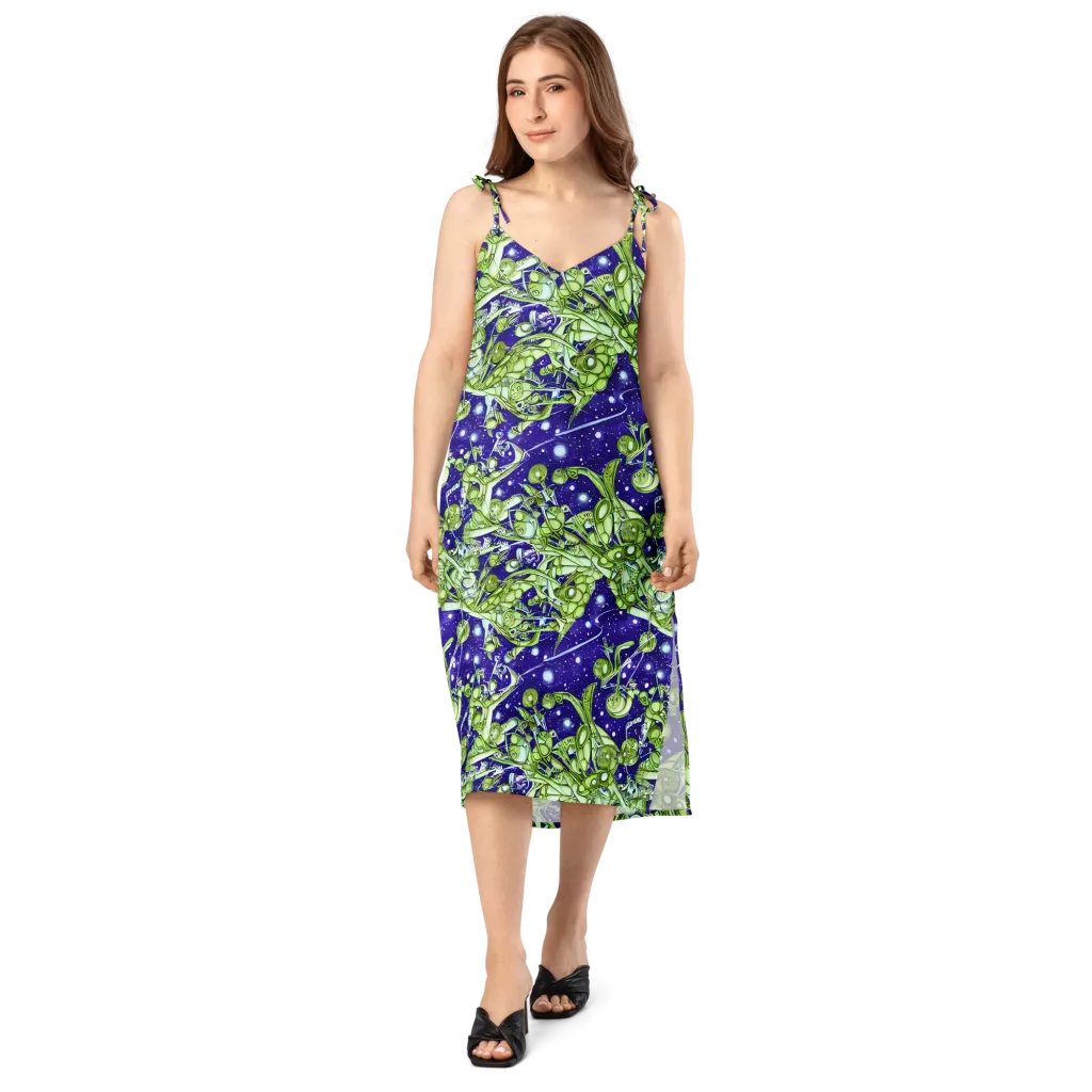Galactic Greenery on Slip Dress — Front
