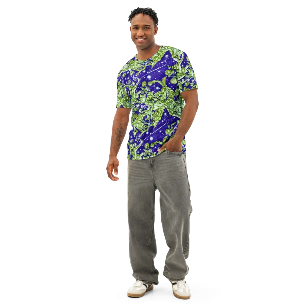 Galactic Greenery on Men's Cotton Crew Neck T-Shirt — Front