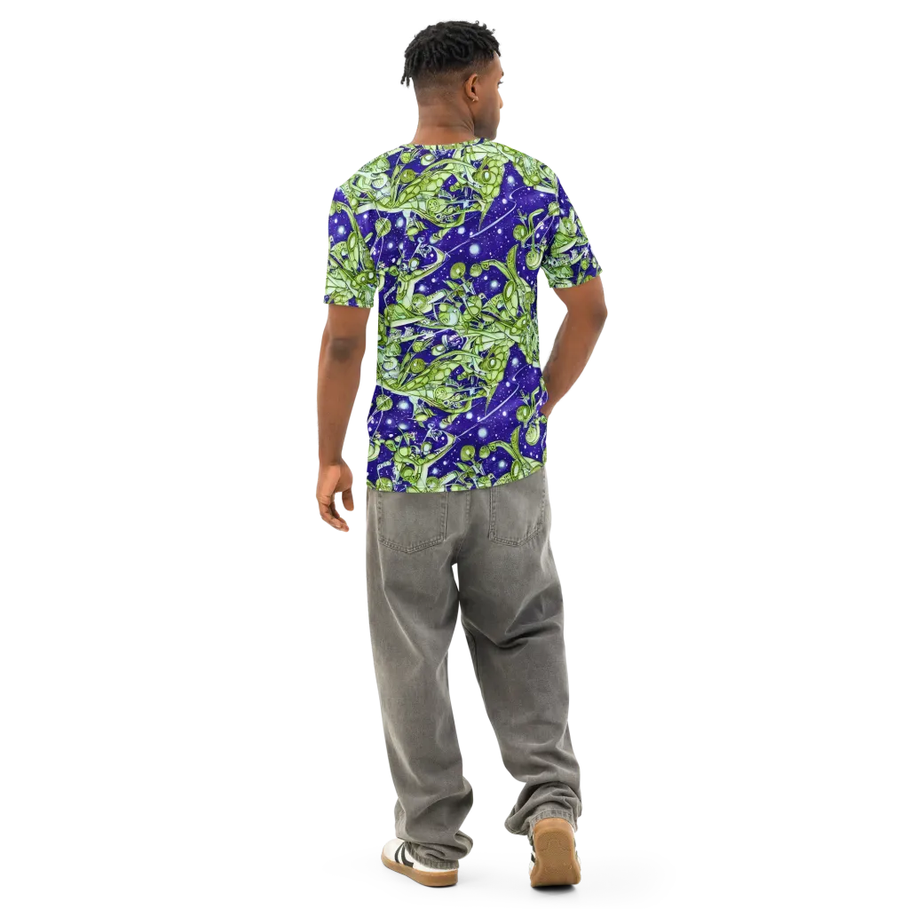 Galactic Greenery on Men's Cotton Crew Neck T-Shirt — Back