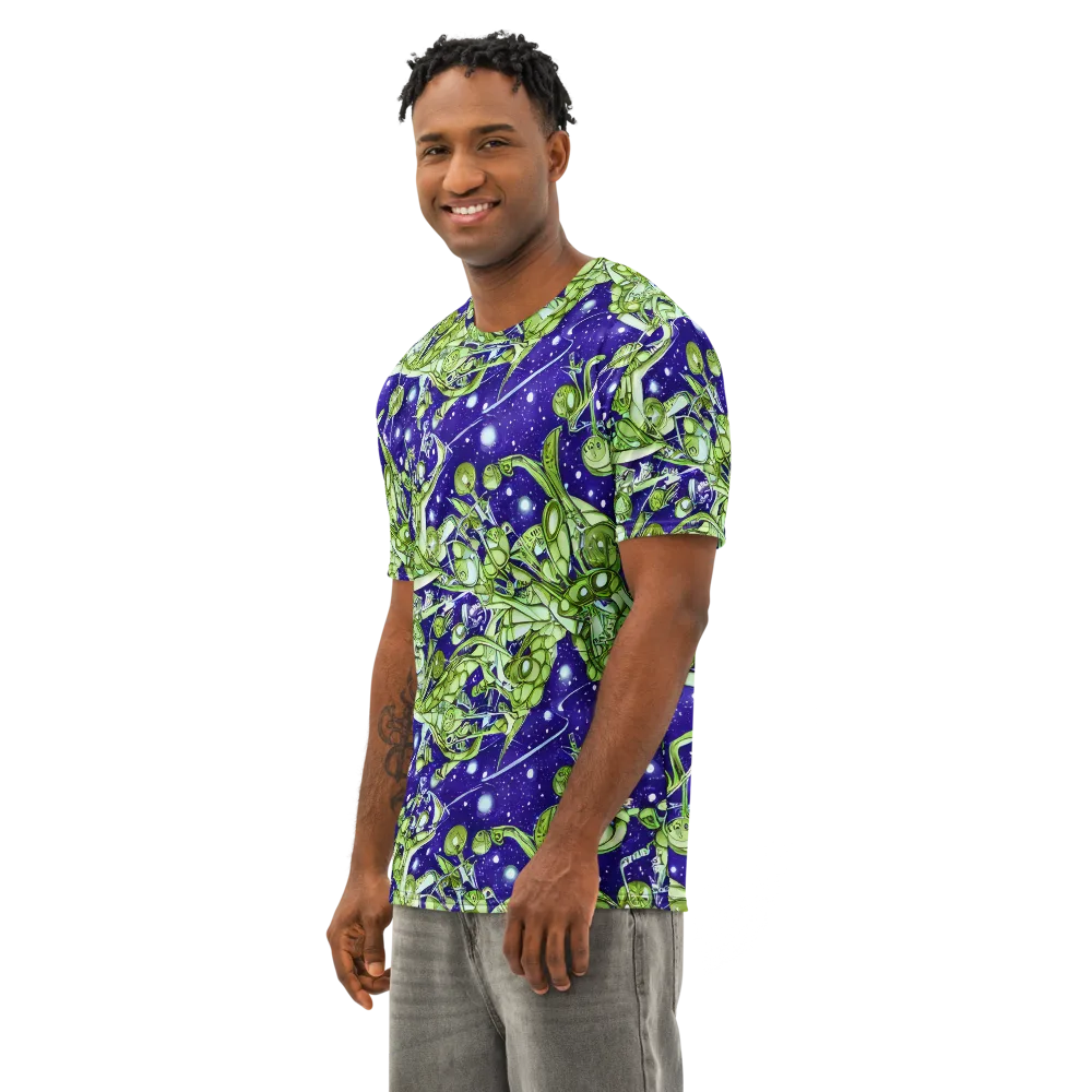 Galactic Greenery on Men's Cotton Crew Neck T-Shirt — Left Front