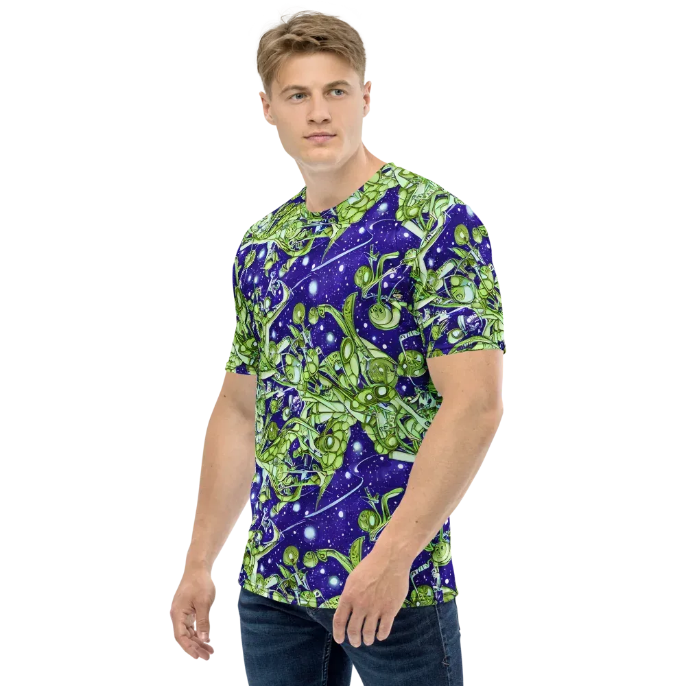 Galactic Greenery on Men's Crew Neck T-Shirt — Left