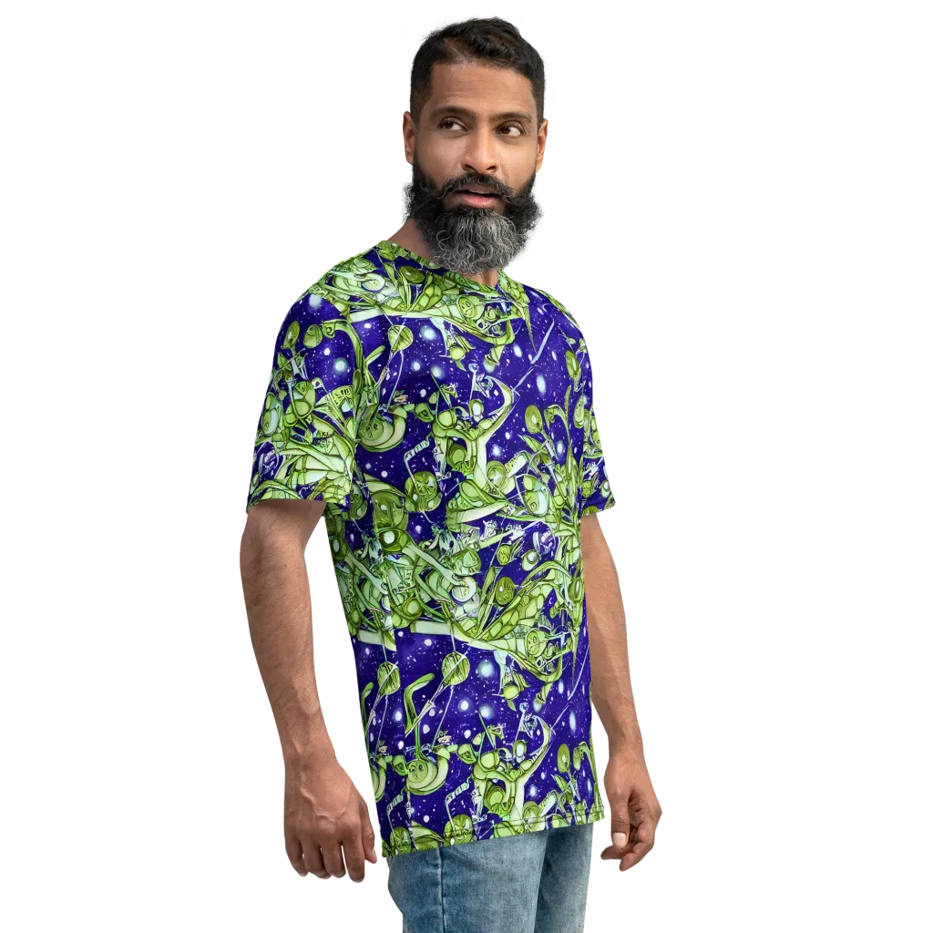 Galactic Greenery on Men's Crew Neck T-Shirt — Right
