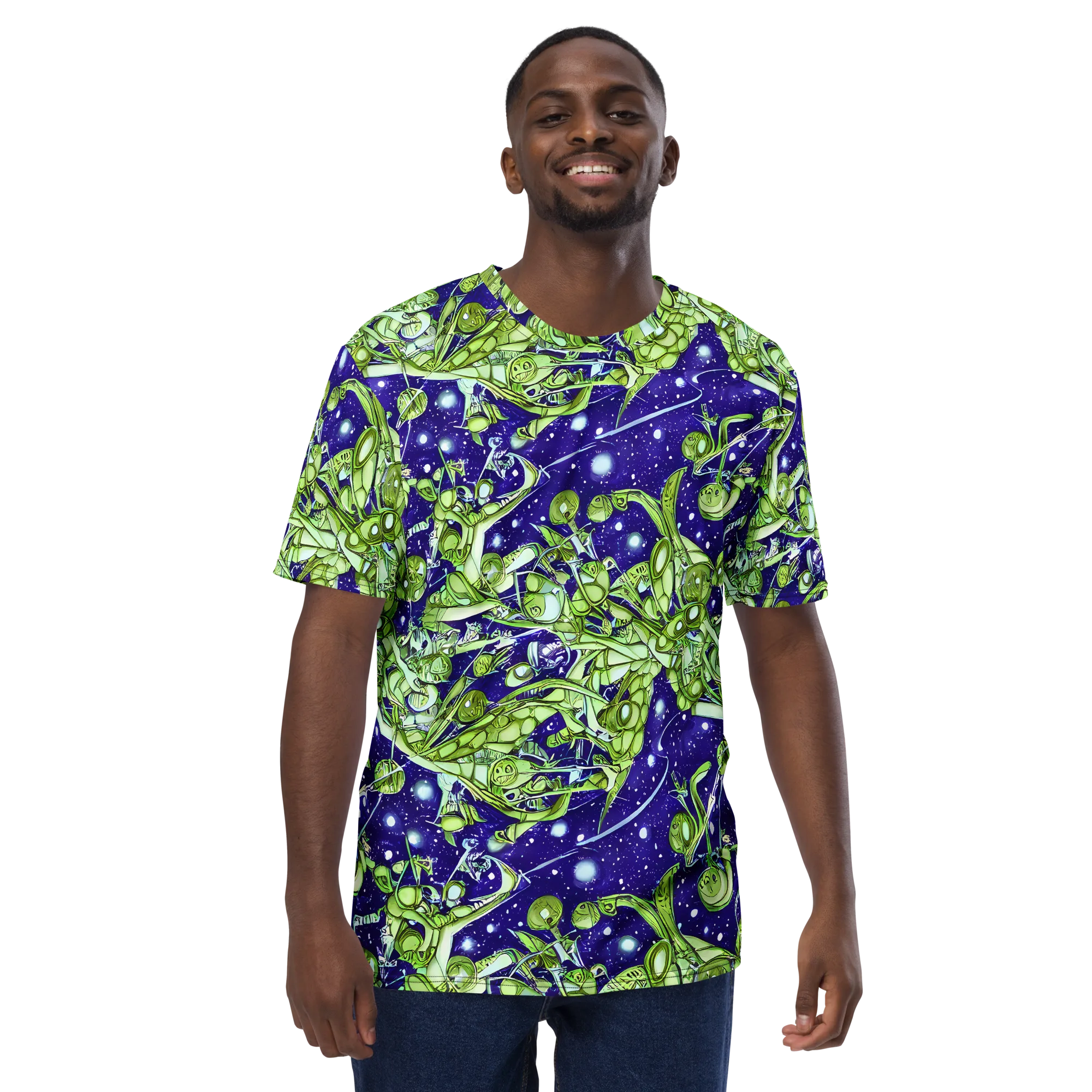 Galactic Greenery on Men's Crew Neck T-Shirt — Front