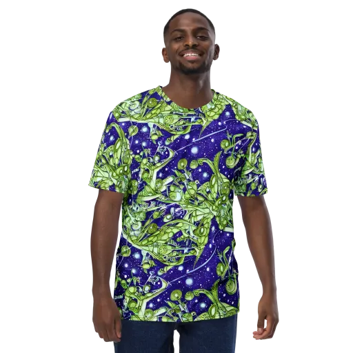 Galactic Greenery on a Men's Crew Neck T-Shirt
