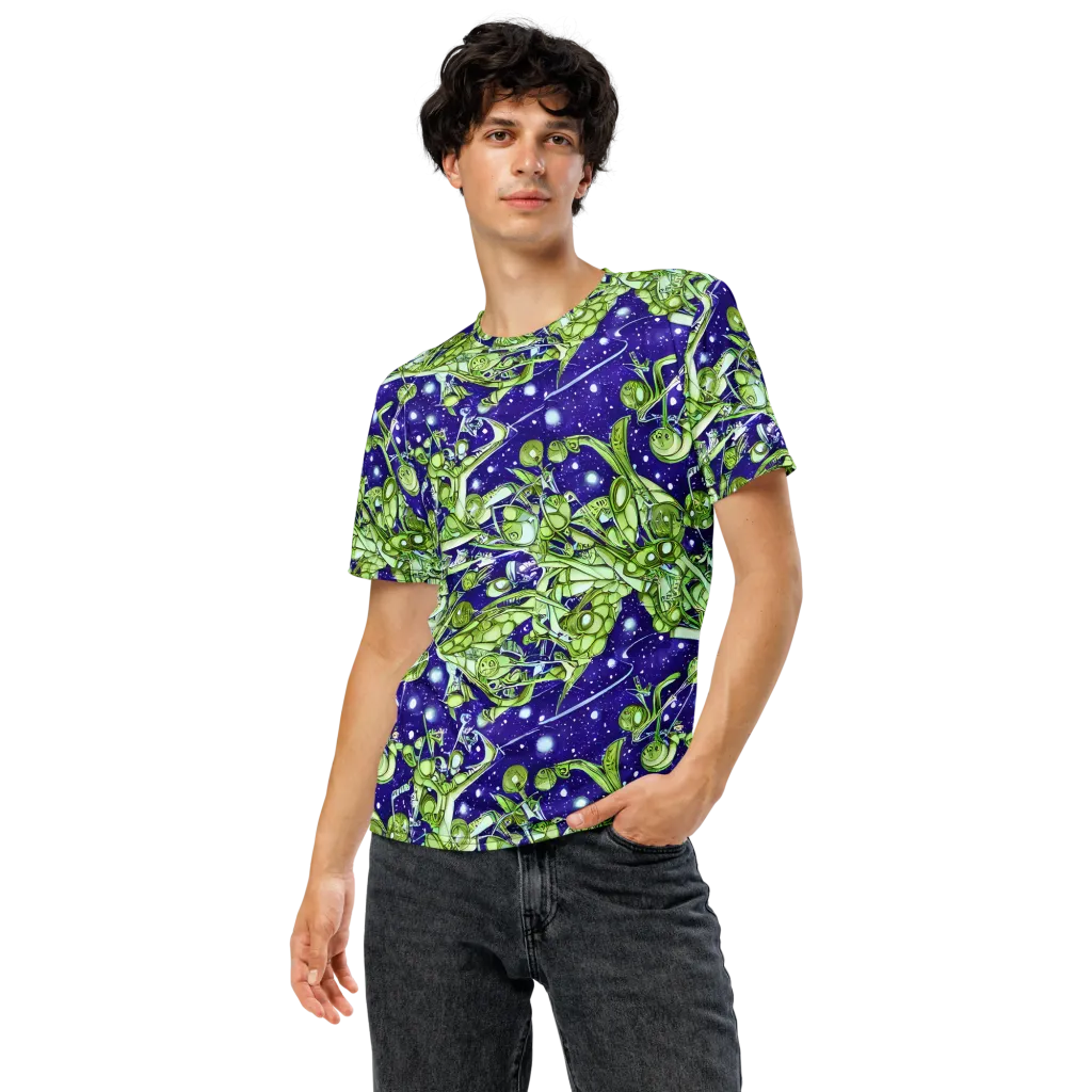 Galactic Greenery on Men's Crew Neck T-Shirt — Front