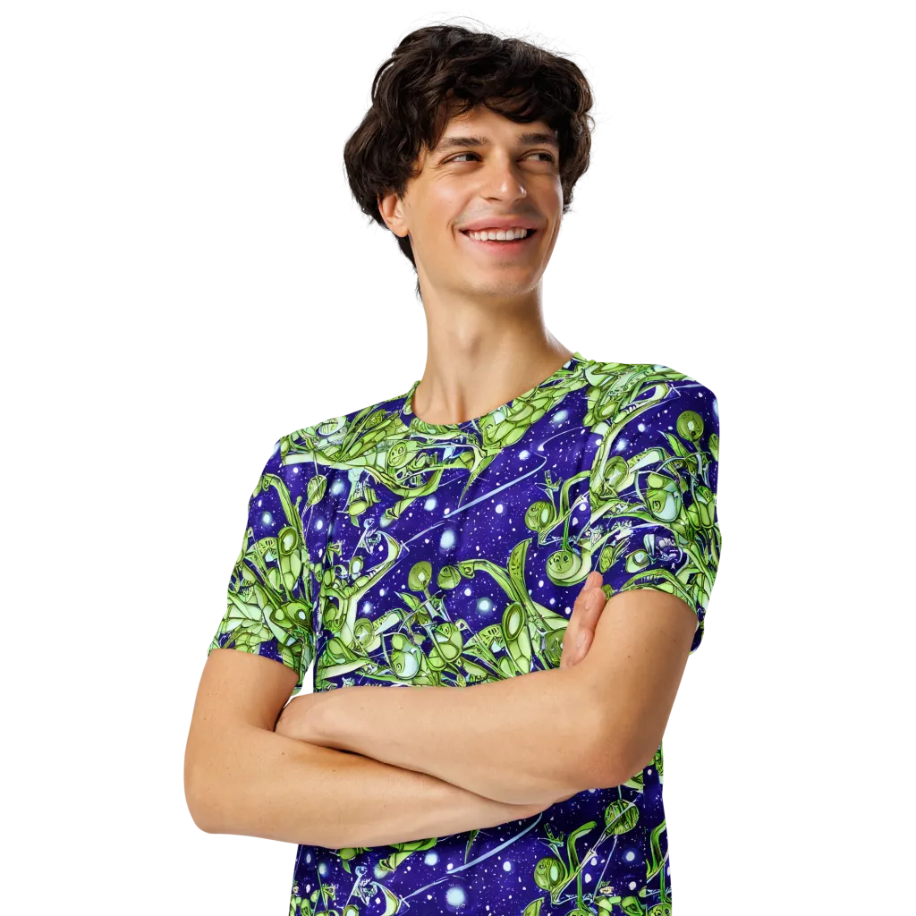 Galactic Greenery on Men's Crew Neck T-Shirt — Left Front