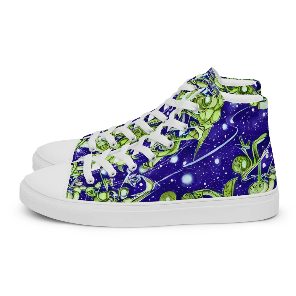 Galactic Greenery on Men's High Top Canvas Shoes — Left