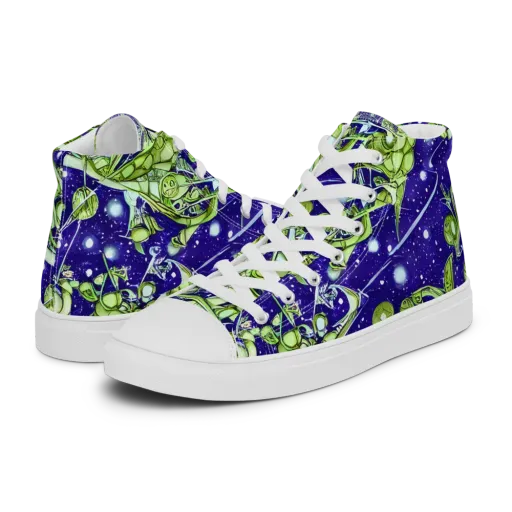 Galactic Greenery on a Men's High Top Canvas Shoes