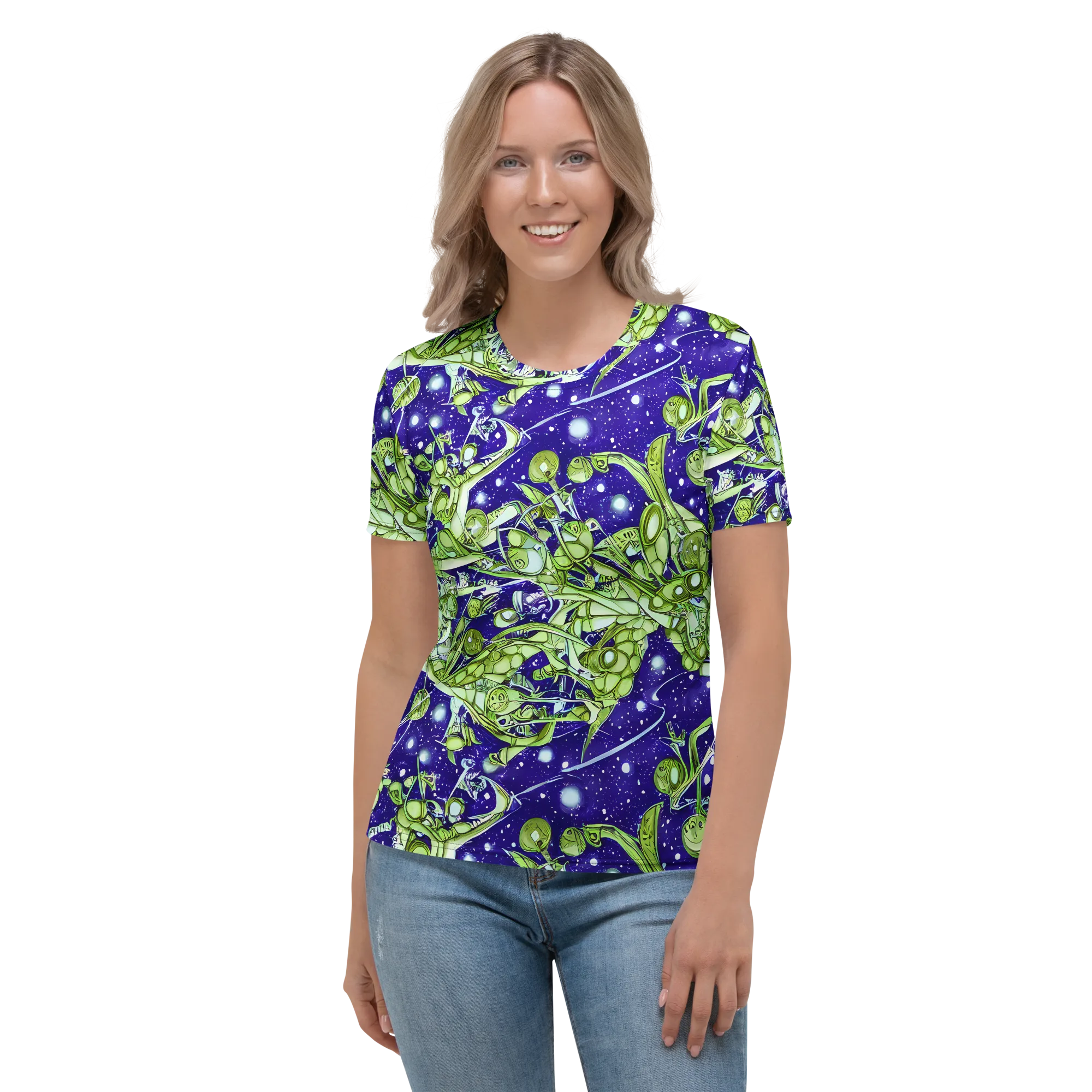 Galactic Greenery on Women's Crew Neck T-Shirt — Front
