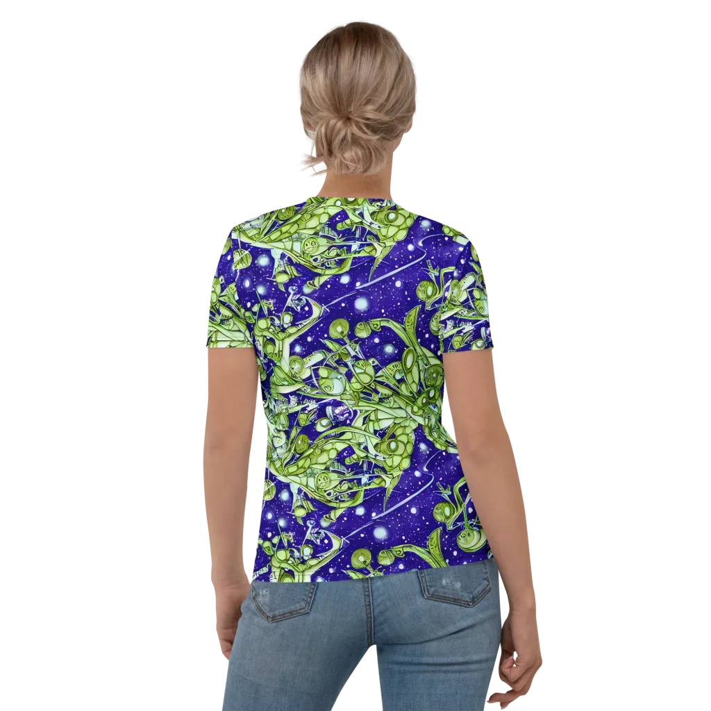 Galactic Greenery on Women's Crew Neck T-Shirt — Back