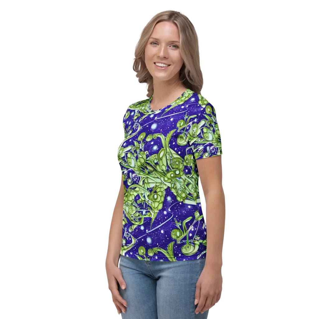 Galactic Greenery on Women's Crew Neck T-Shirt — Left