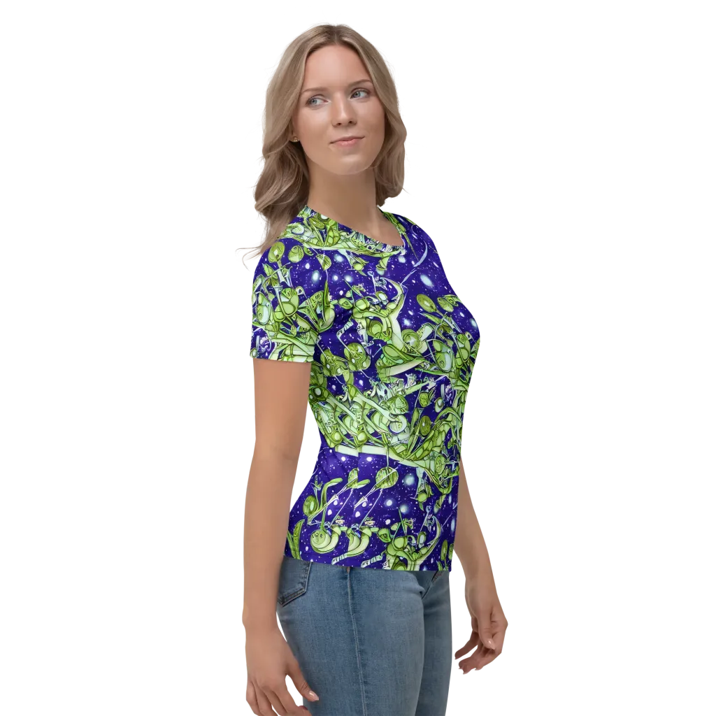 Galactic Greenery on Women's Crew Neck T-Shirt — Right