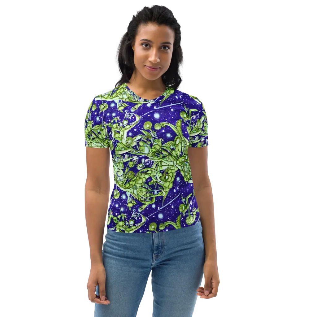 Galactic Greenery on Women's Crew Neck T-Shirt — Front