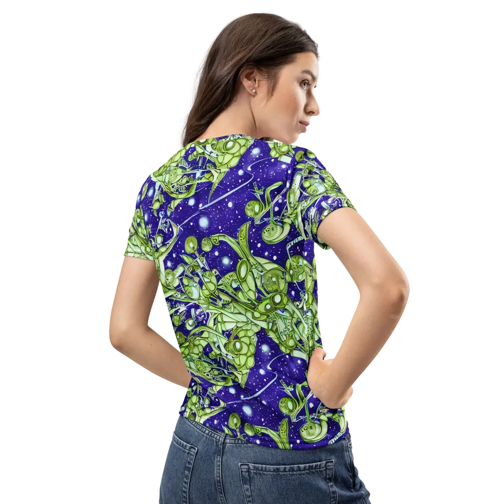 Galactic Greenery on Women's Crew Neck T-Shirt — Back