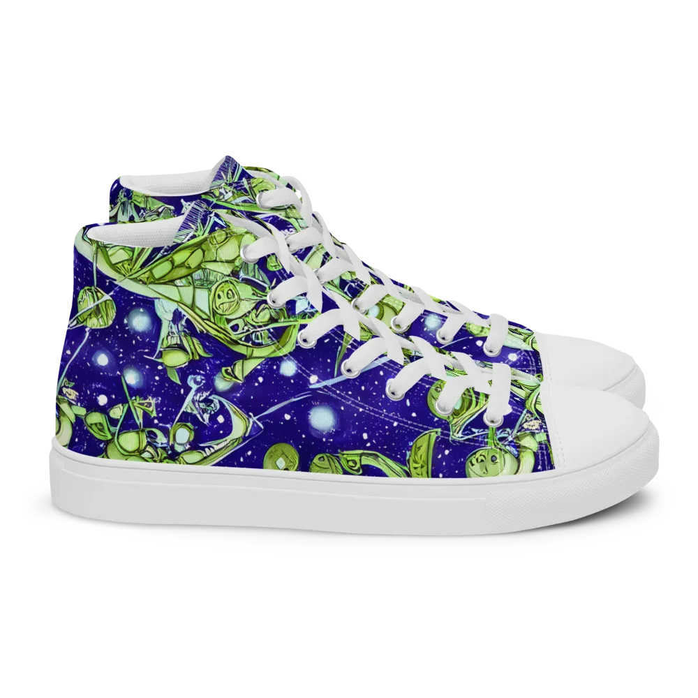 Galactic Greenery on Women's High Top Canvas Shoes — Right
