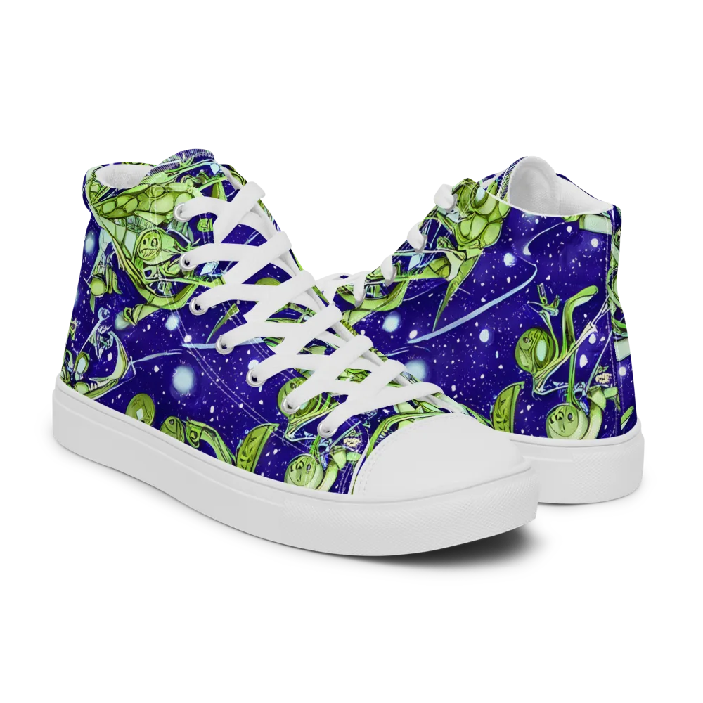 Galactic Greenery on Women's High Top Canvas Shoes — Right