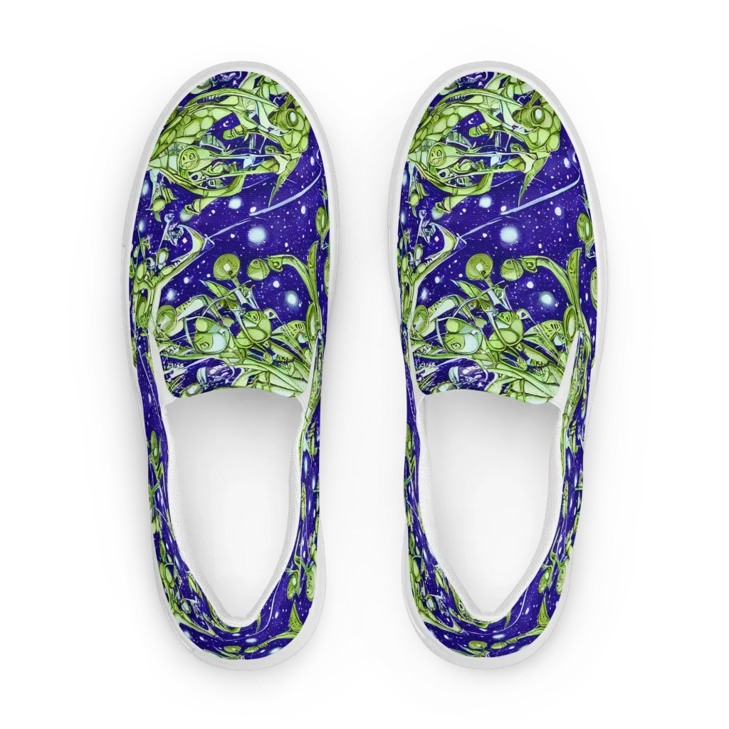 Galactic Greenery on Men's Slip-On Canvas Shoes — Front