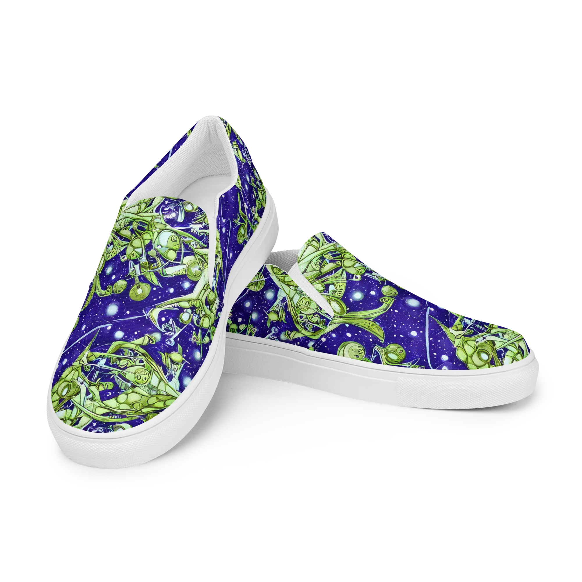 Galactic Greenery on Men's Slip-On Canvas Shoes — Left Front