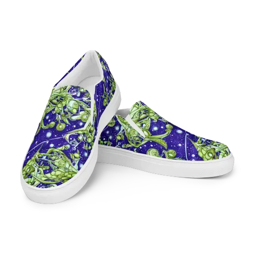 Galactic Greenery on a Men's Slip-On Canvas Shoes