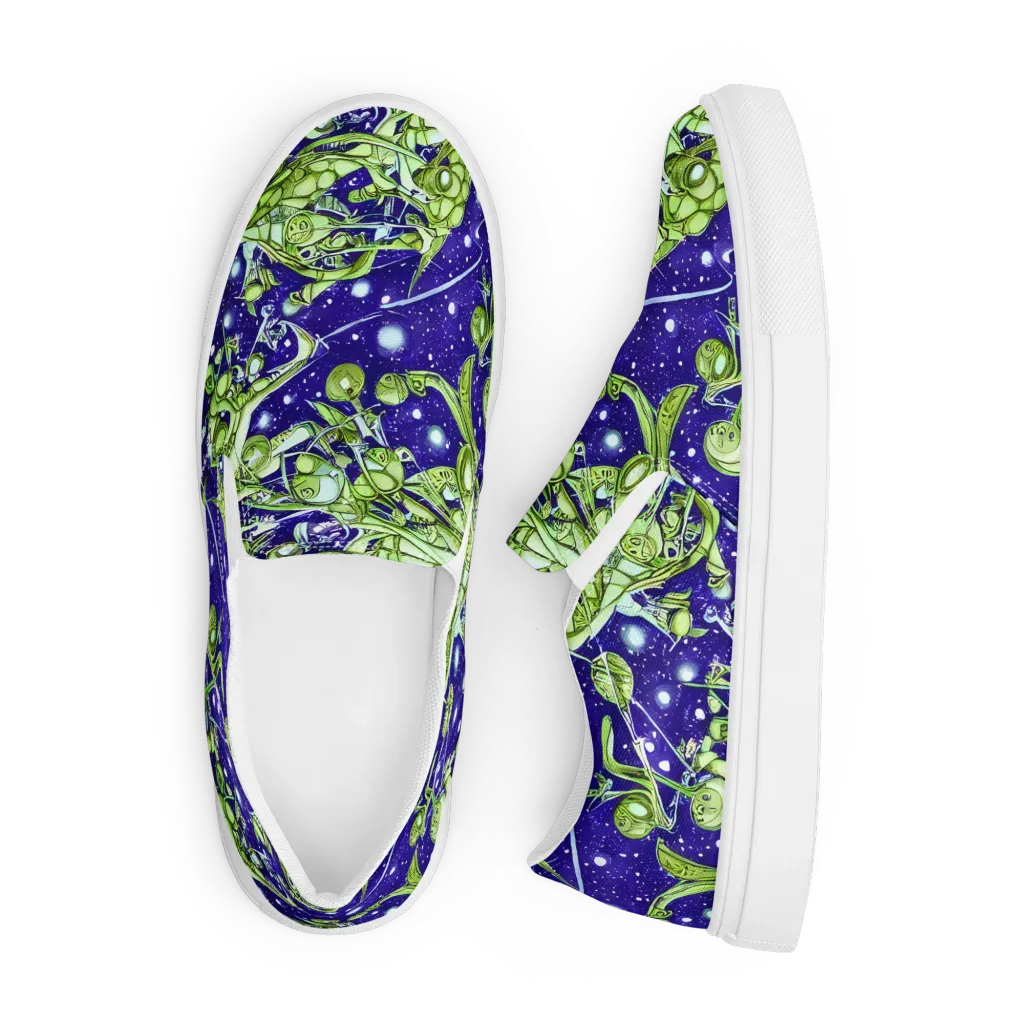 Galactic Greenery on Men's Slip-On Canvas Shoes — Front