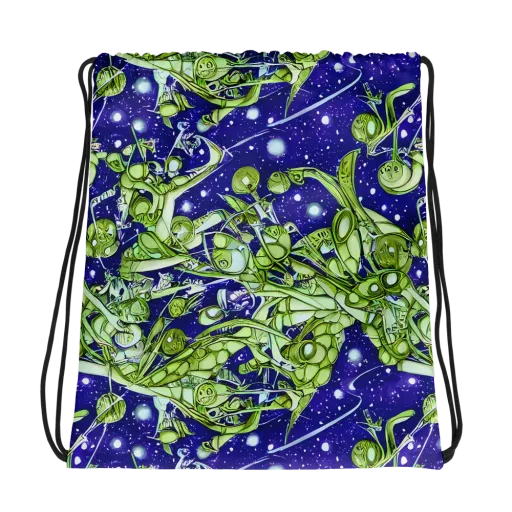 Galactic Greenery on a Drawstring Bag
